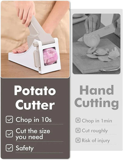 Manual Hand Press Potato Slicer - French Fry Maker & Vegetable Chopper